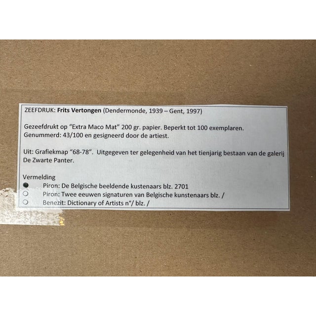 Plastic Frits Vertongen, Signed Screen Print, 1960s For Sale - Image 7 of 13
