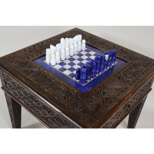 Chess Table with Chess Pieces in Handcarved Cedar, 1990s, Set of 17 For Sale - Image 10 of 18