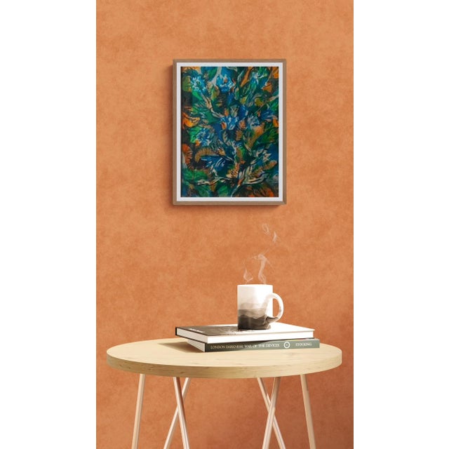 Wood “Night Flowers” 1967 Acrylic Imprint by Bunny Halligan For Sale - Image 7 of 7