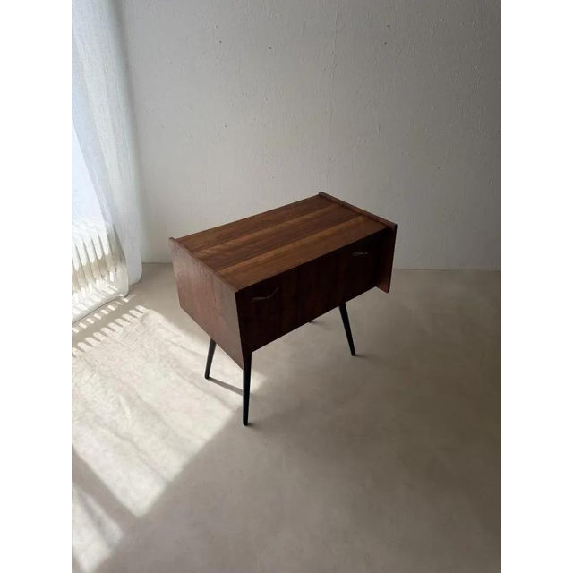 Mid-Century Drop-Front Chest in Walnut with Brass Handles For Sale - Image 9 of 16