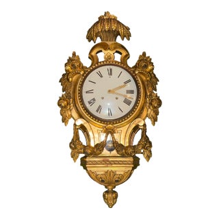 Large Swedish Gustavian Cartel Wall Clock For Sale