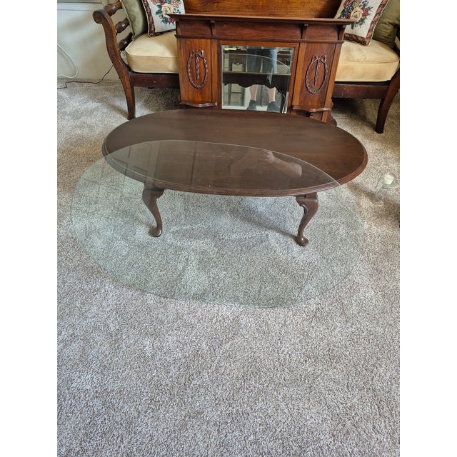 Late 20th Century Pennsylvania House Style Oval Cherry Queen Anne Coffee Table For Sale - Image 9 of 9