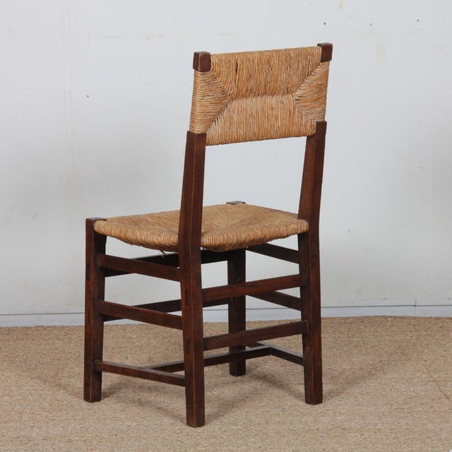 Vintage French Oak Straw-Seated Chairs, 1950, Set of 6 For Sale - Image 9 of 12