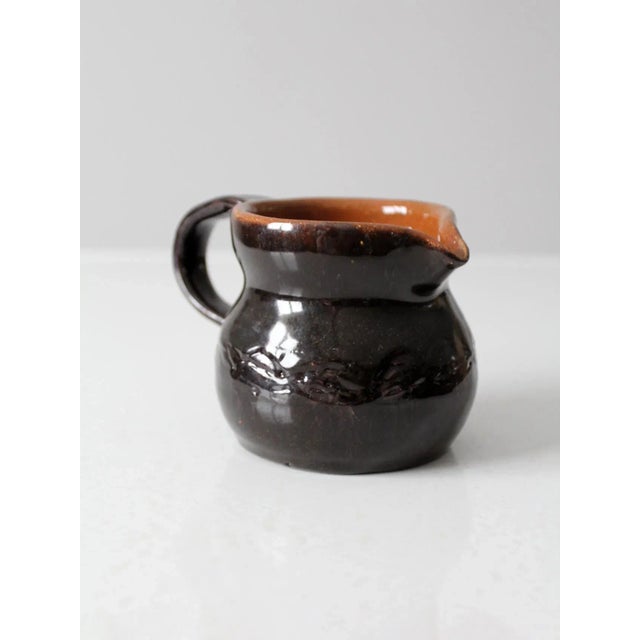 Brown Vintage Studio Pottery Creamer Pitcher For Sale - Image 8 of 13