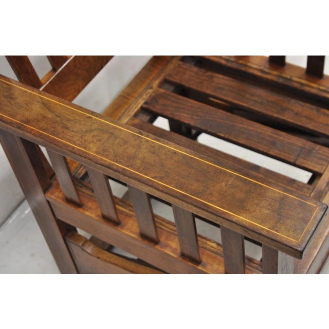 Antique Edwardian Mahogany Mechanical Reclining Slatted Morris Lounge Arm Chair For Sale - Image 9 of 12