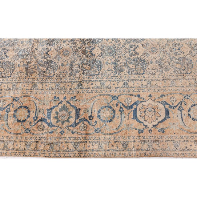 Authentic 19th Century Persian Tabriz Handmade Wool Carpet For Sale - Image 4 of 9