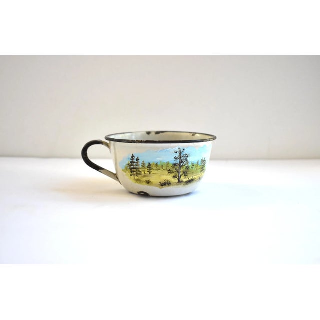 Early 20th Century Antique Early Hand-Painted Tole Enamel Camping Mug For Sale - Image 4 of 8