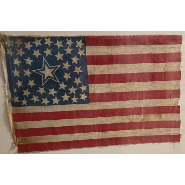 Extremely rare 42 star Antique American flag circa 1889 with exceedingly rare star arrangement called a HALO with double...