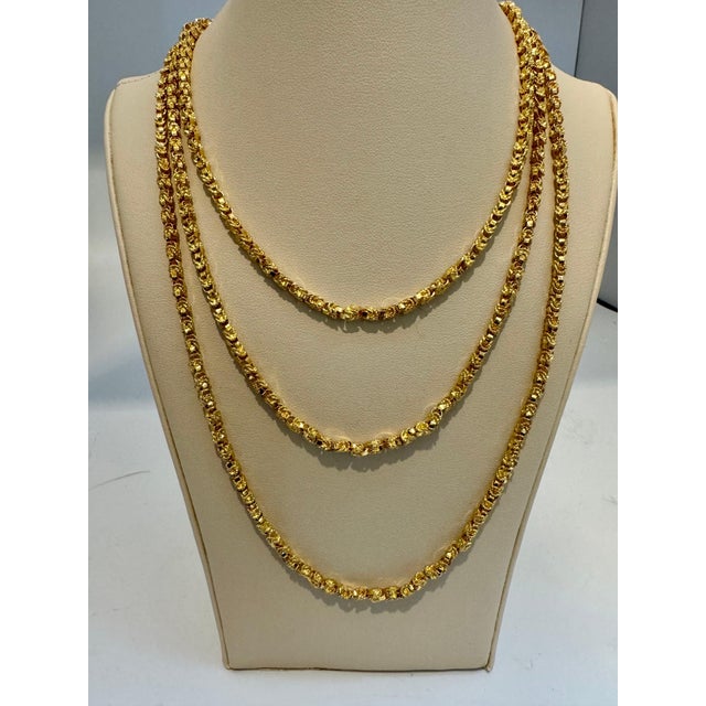 Vintage 18 Karat Yellow Gold 93.4Gm, Designer Chain, 3.64 mm Necklace, 57 " Long For Sale - Image 13 of 18