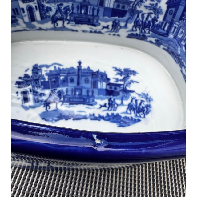Large Vintage Blue & White Viscaya Ceramic Cachepot Centerpiece Bowl For Sale - Image 12 of 12