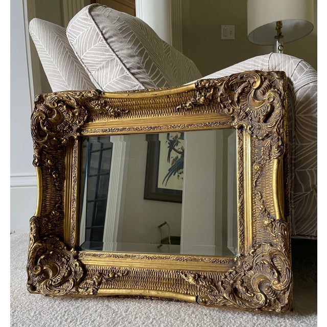 1950s English Victorian Revival Gold Gesso Beveled Mirror Chairish