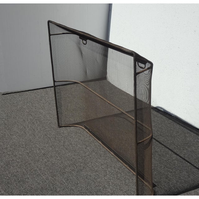 Vintage Black Fireplace Screen W a Curved Back & Brass Handles French Country For Sale In Los Angeles - Image 6 of 10