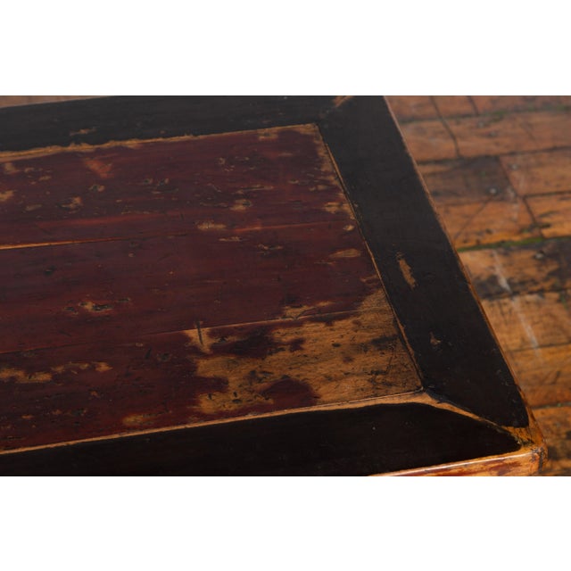 19th Century Qing Dynasty Humpback Stretcher Low Distressed Side Table For Sale - Image 11 of 13