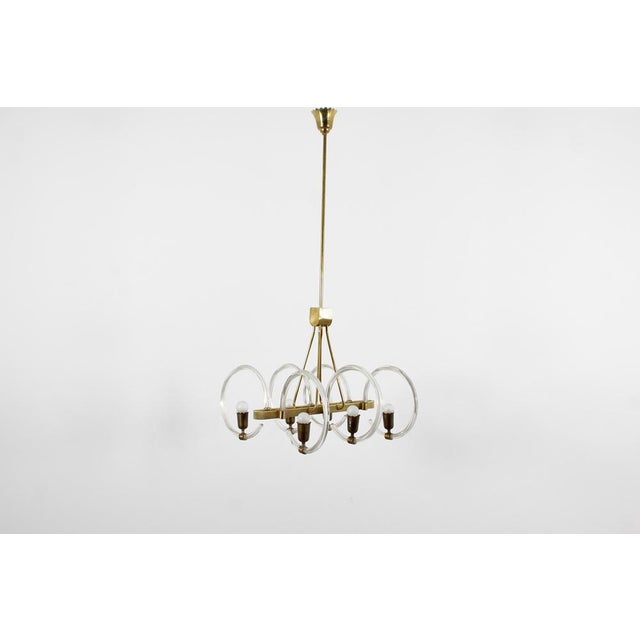 Mid-Century Murano Glass and Brass Chandelier from Barovier & Toso, Italy, 1940s For Sale - Image 3 of 18
