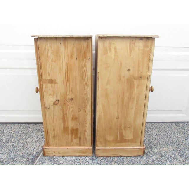 Tan Pair of Antique English Rustic Pine Nightstands For Sale - Image 8 of 17