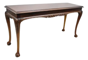 Mid 20th Century Chinese Chippendale Georgian Mahogany Ball & Claw Console Sofa Hall Table Attributed to Lane