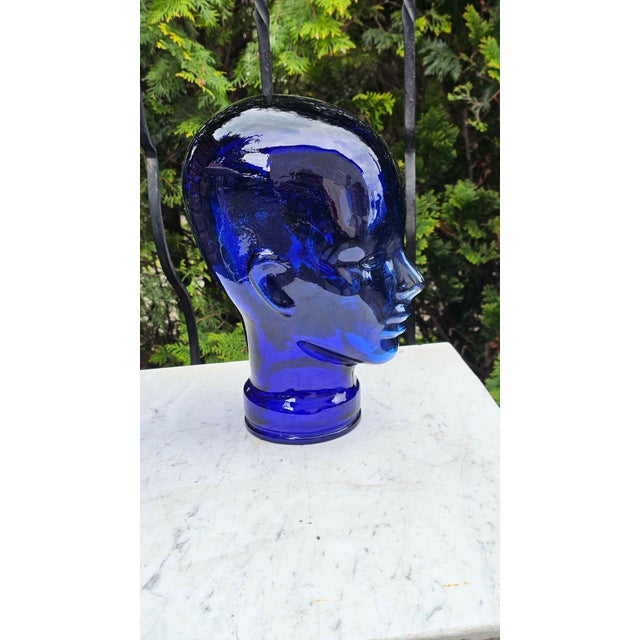 Glass German Navy Blue Glass Head, 1970s For Sale - Image 7 of 8
