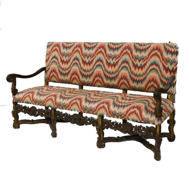 Early 20th Century Antique German Walnut and Upholstered Sofa For Sale - Image 4 of 6