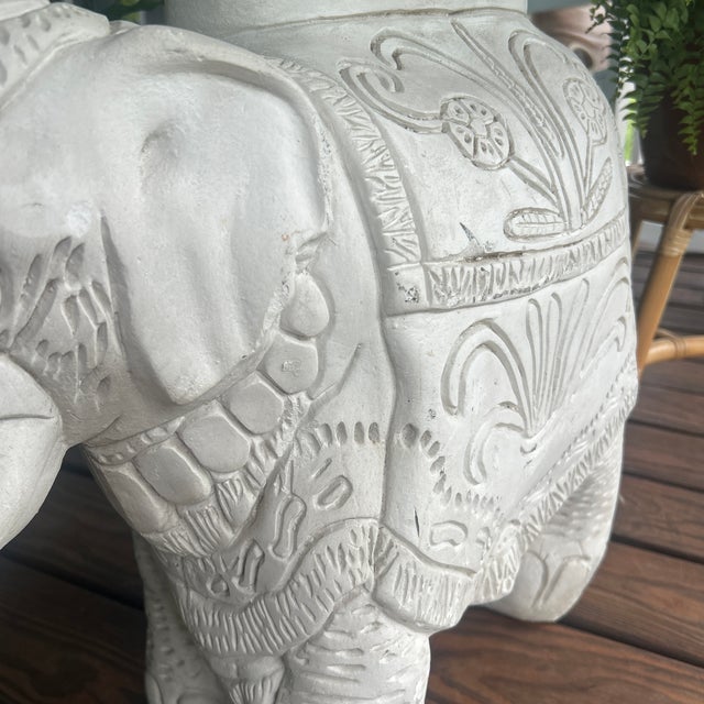 Mexican Vintage Mexican Cast Concrete Folk Art Elephant Table With Glass Top For Sale - Image 3 of 12