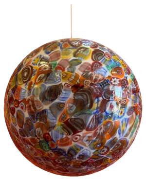 Milky-White Sphere in Murano Style Glass with Multicolored Murrine from Simoeng