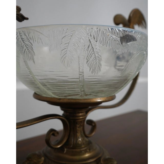 Bronze Victorian Era Bronze Winged Dragon Centerpiece W. Glass Bowl For Sale - Image 8 of 12