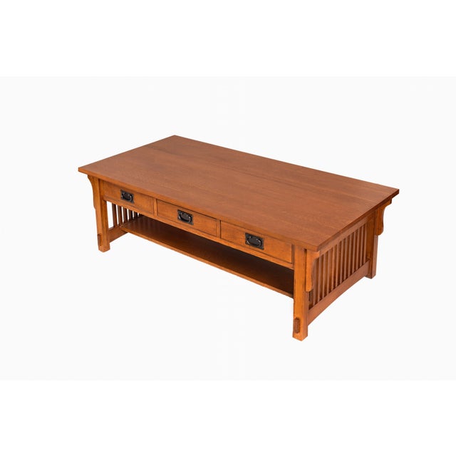 2020s Mission Crofter Style 6 Drawer Coffee Table - Micheal Cherry For Sale - Image 5 of 7