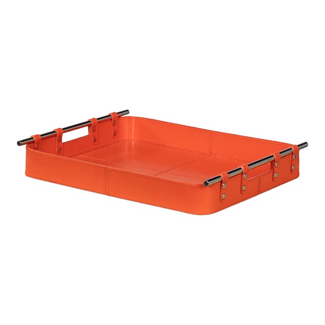 Orange Leather Tray For Sale