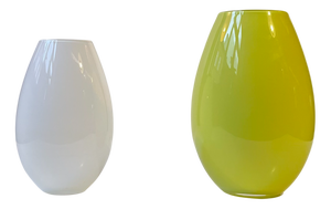 Green and White Glass Cocoon Vases by Peter Svarrer for Holmegaard, Set of 2