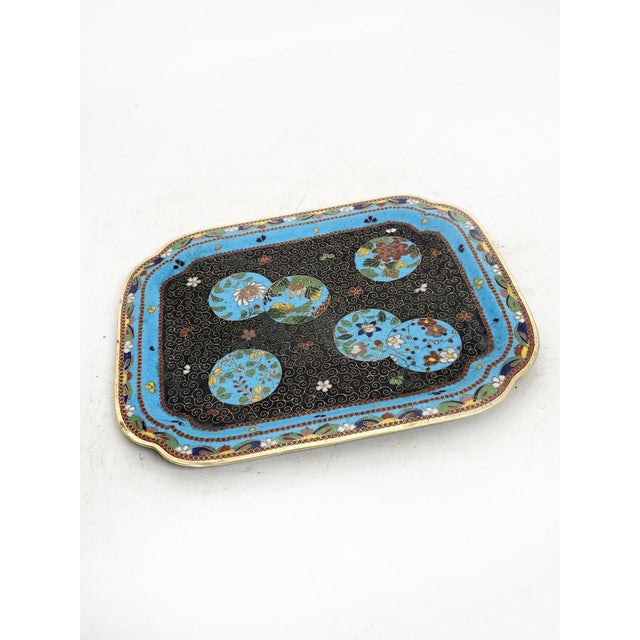 Metal Small Cloisonné Tray with Boxes, China, 19th Century, Set of 3 For Sale - Image 7 of 16