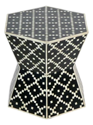 Black Bone Inlay Hexagon Table