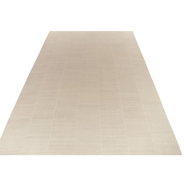 Rug & Kilim Rare Vintage Turkish Kilim in White and Beige Panel Woven Style For Sale - Image 4 of 7
