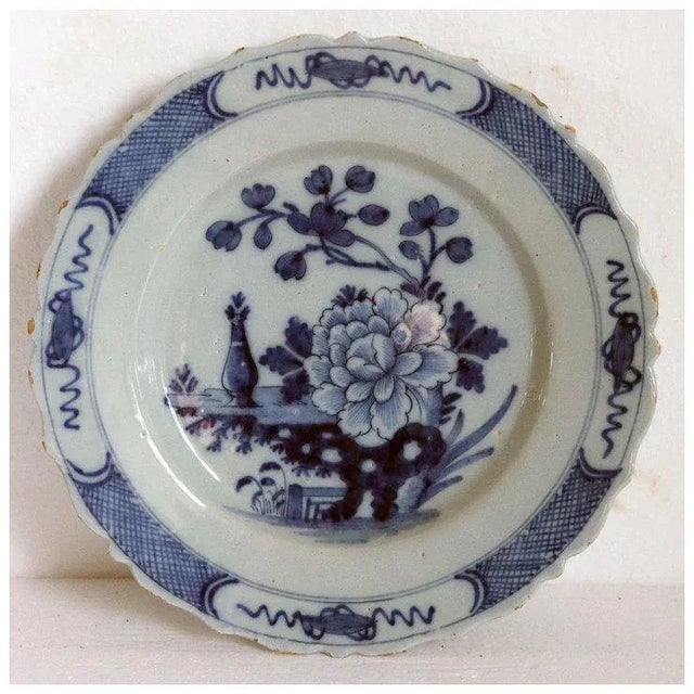 Dutch Delft De Twee Scheepjes Tin-glazed Pottery Blue and White Plates - a Pair For Sale - Image 4 of 10
