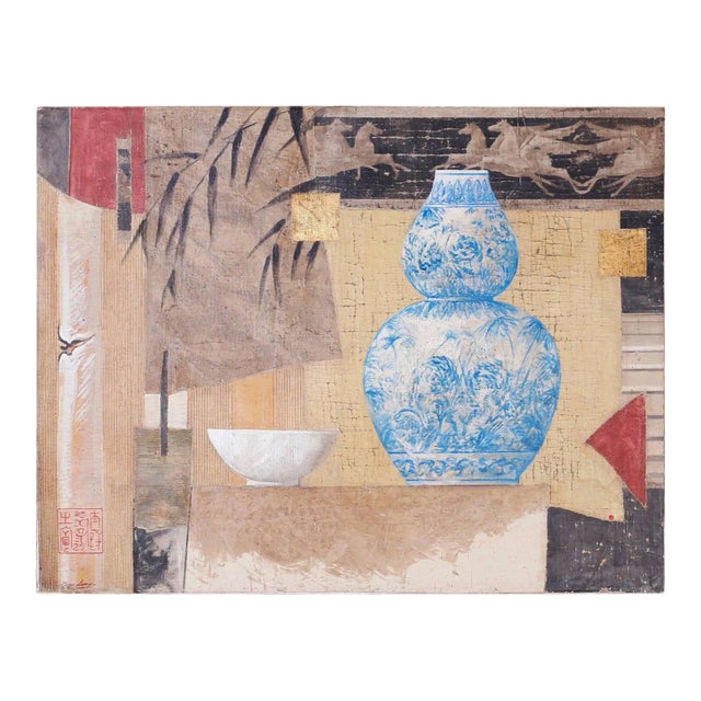 Oil Painting on Linen in the Fresco Manner For Sale