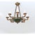 French, 20th century Empire-style ceiling fixture of green tôle using eight candelabra lights to illuminate the stunning...