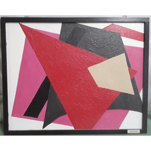 Architectural Composition, 1960s, Oil on Plywood For Sale - Image 4 of 4