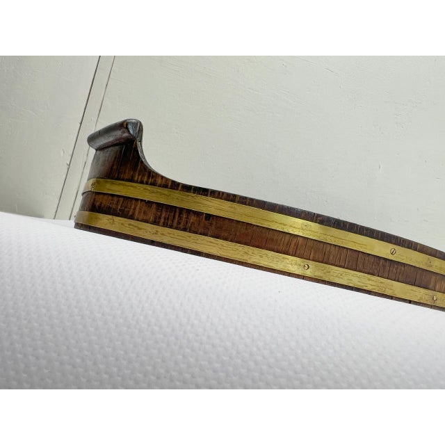 19th Century Oval Dark Walnut Tray with Brass Straps For Sale - Image 9 of 13
