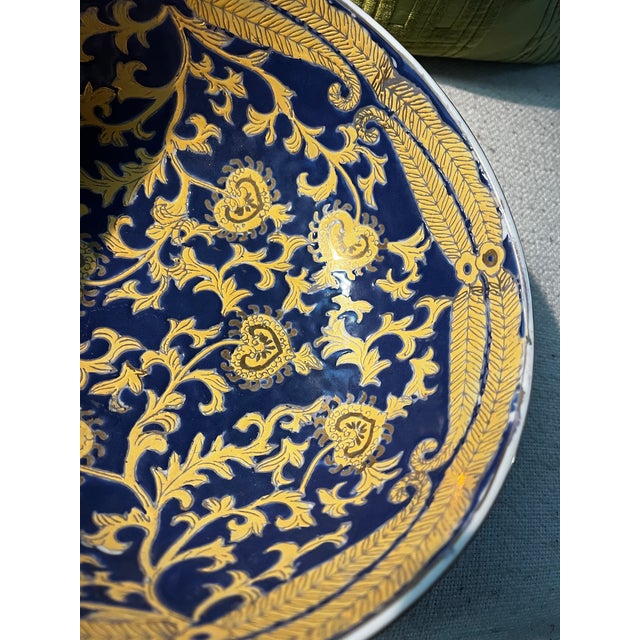 Mid-Century Modern Large Ceramic Peacock Design Decorative Bowl For Sale - Image 3 of 7