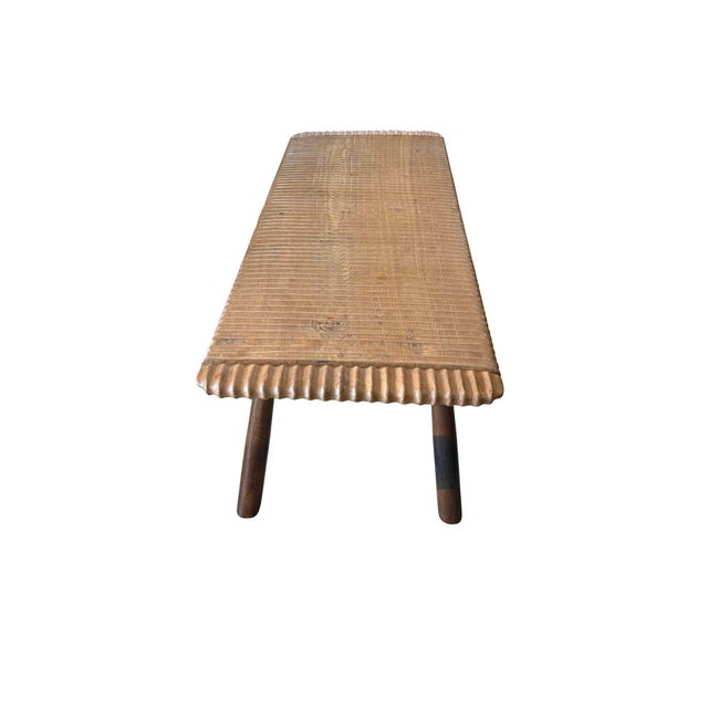 Wood Teak Wood Sofa Table, Hand-Carved Detailing, Modern Organic For Sale - Image 7 of 8