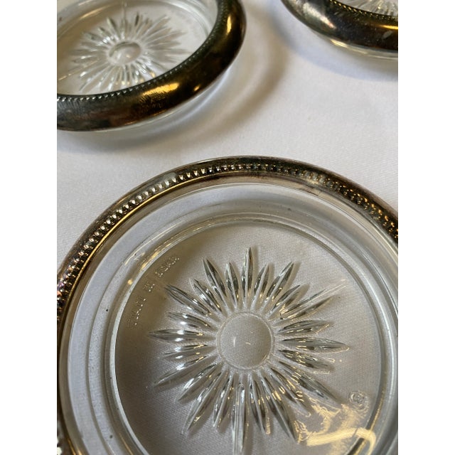 Vintage Silver-Tone Metal Rimmed Sun Coasters- Set of 4 For Sale - Image 4 of 6