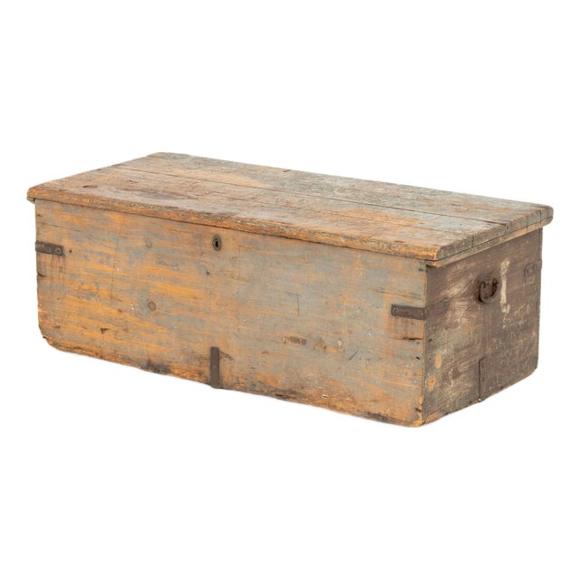 American Blue Painted Blanket Chest For Sale