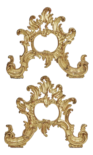 18th Century Louis XV Gilded Friezes Carved with Scrolls, Set of 2