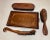 Brown 4 Piece Antique Handmade Folk Art Marquetry Wood Brush Vanity Grooming Set For Sale - Image 8 of 12