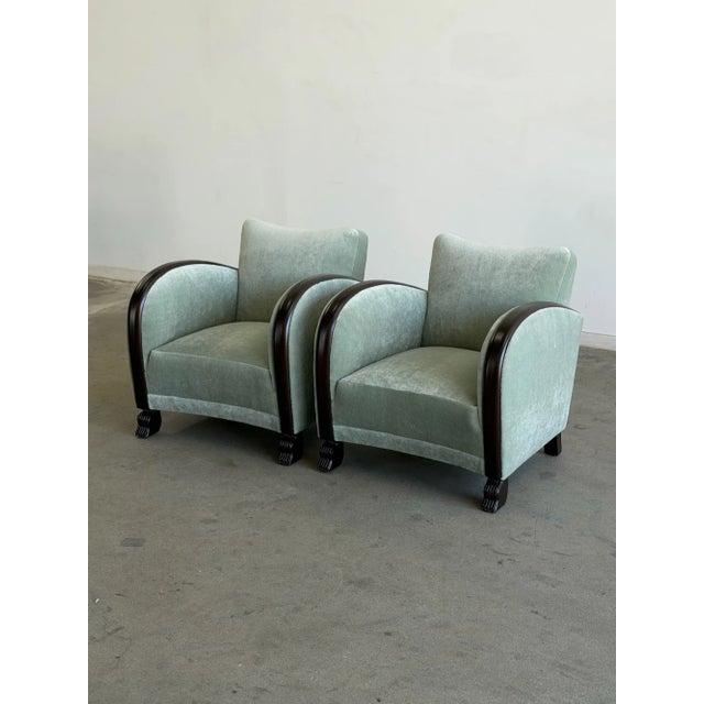 1960s Arched Chairs in Mint Blue Mohair For Sale - Image 10 of 15