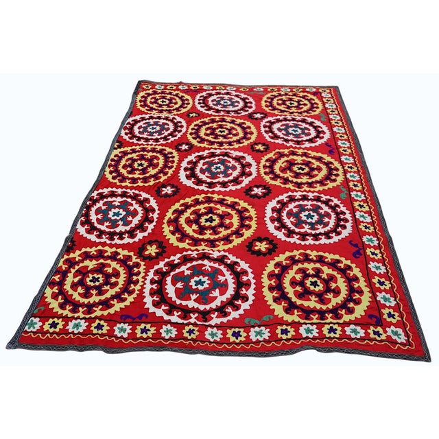 Vintage Hand Embroidered Suzani Wall Hanging, 1920s For Sale - Image 10 of 18
