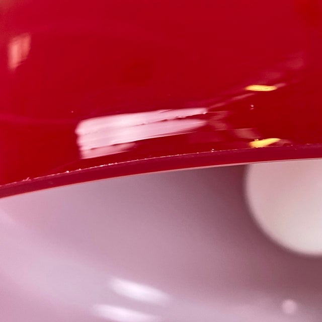 Mid-Century Modern Italian Red and White Chandelier with Bead Decoration, 1960s For Sale - Image 6 of 16