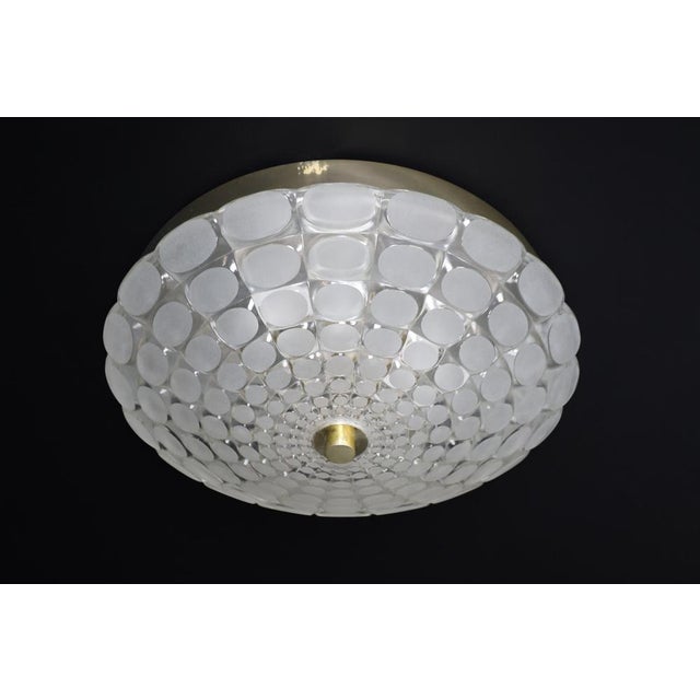 Mid-Century Space Age Round Flush Mount in Frosted Glass attributed to J. T. Kalmar for Kalmar, Austria, 1960s For Sale - Image 9 of 11