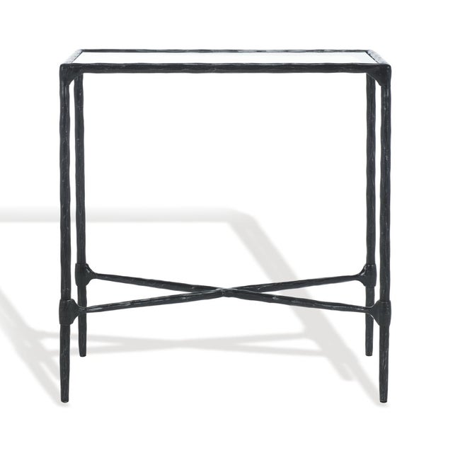 Black Isabellina Metal Accent Table in Black with Glass Top For Sale - Image 8 of 8