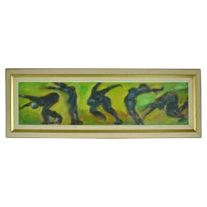 R. Dagstrom, Swedish Painting of Dancing Women in Green Field, Oil on Canvas, Framed