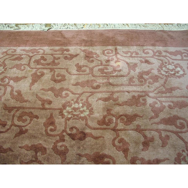 1930s 1930s Purple Mauve Foliate Handknotted Wool Carpet Antique Chinese Peking Rug 13' X 16'6" For Sale - Image 5 of 6