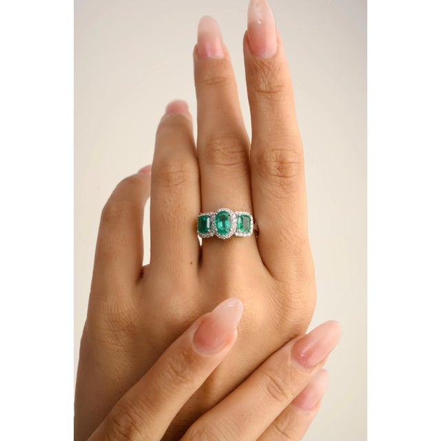 This is part of Chairish’s Fine Jewelry assortment. This 14K White Gold Engagement Ring showcases a stunning 1.49 carat...